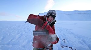 Erlend pouring himself a hot drink in the Arctic  PHOTO: Tommy Hansen