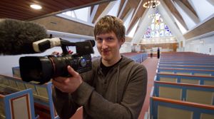 Filming in a Church in Alta  PHOTO: Tommy Hansen - Media Studies in Alta