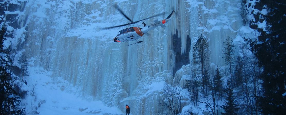 Rescue exercise in Koruoma chasm, Finnish Lapland