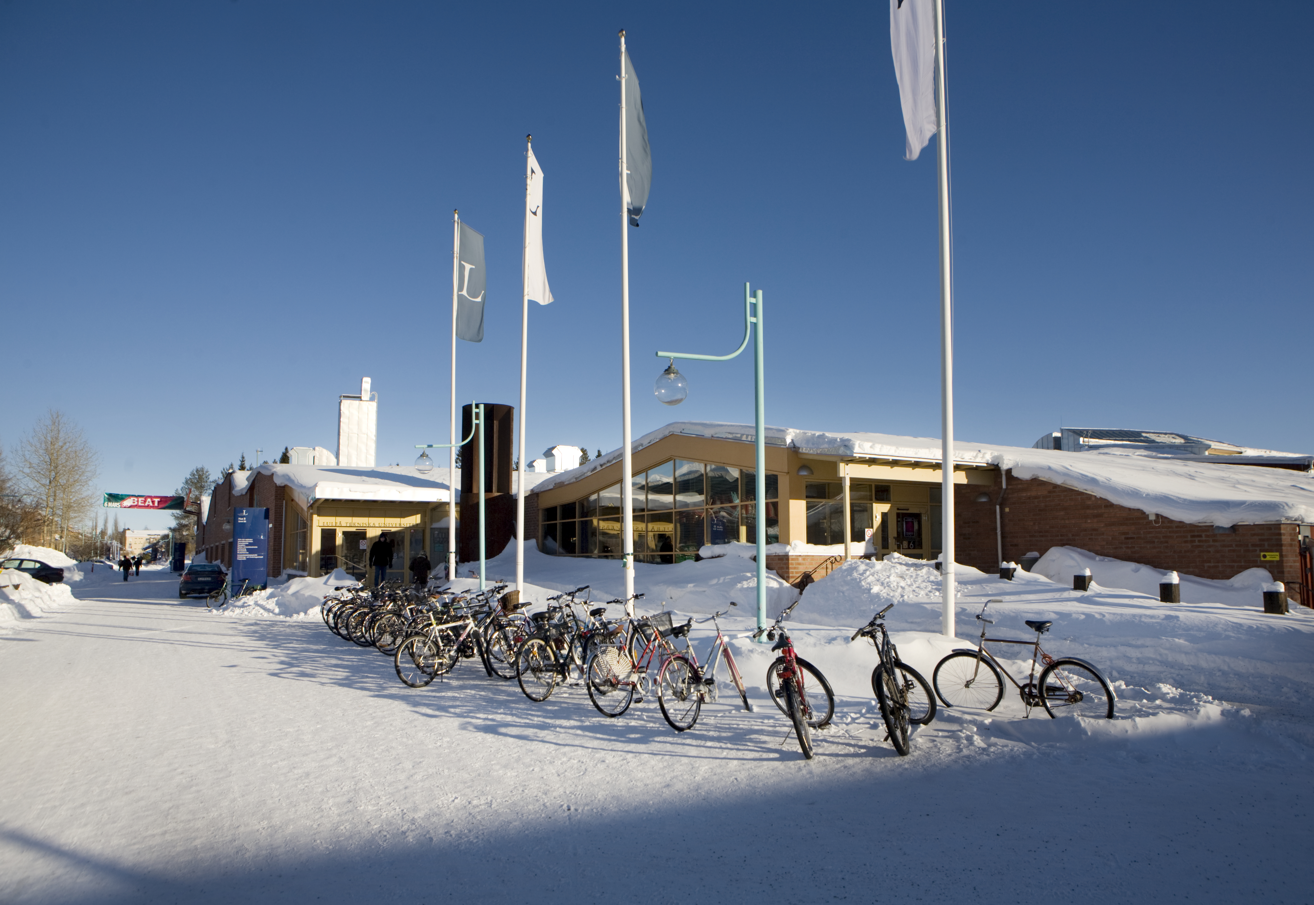 B house at campus Luleå in winter