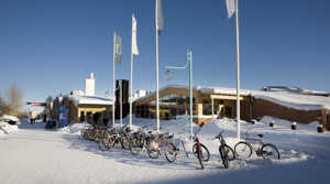 B house at campus Luleå in winter