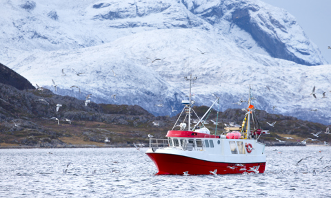 Fishing Boat At Sea In Arctic Environment PHMUB6H