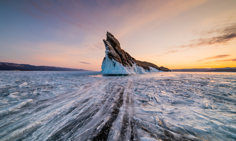 Ice Patterns On Lake Baikal Siberia Russia 4Y8ETFJ