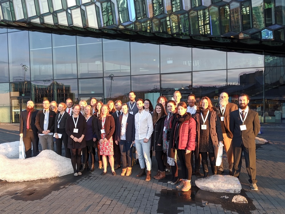 The student group in front of the Harpa Reykjavik Concert Hall and Conference Centre, which hosted the Arctic Circle Assembly.