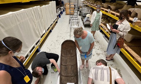 Project members observe objects for digitization at the Smithsonian Institution.