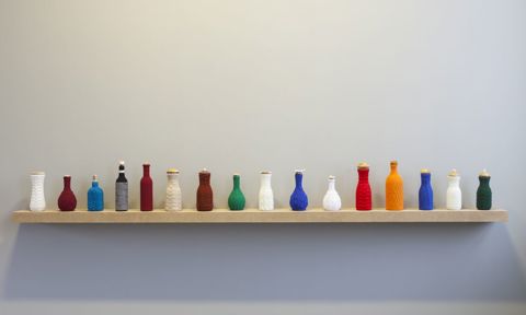 Gunvor Guttorm: My Way to Iesvuodat (carafes with knitted cover and reindeer horn lid)