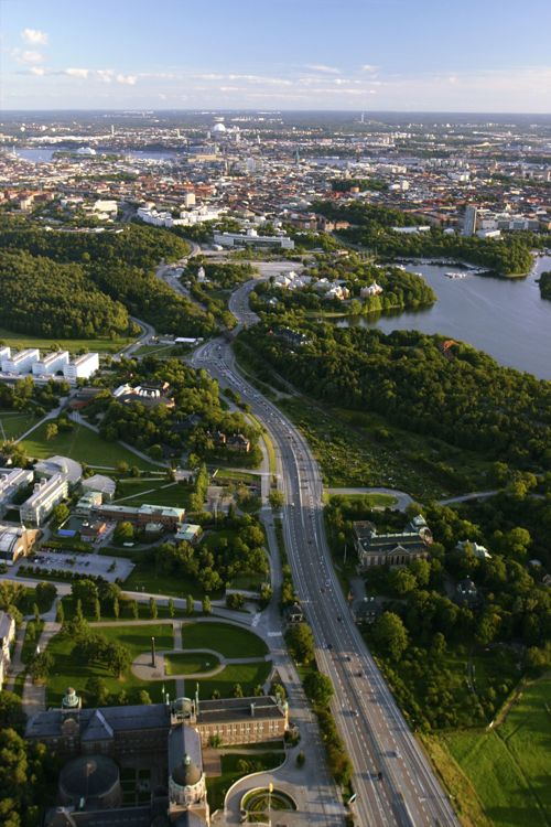Stockholm University (Frescati and Kräftriket campuses) with Stockholm city centre in the background