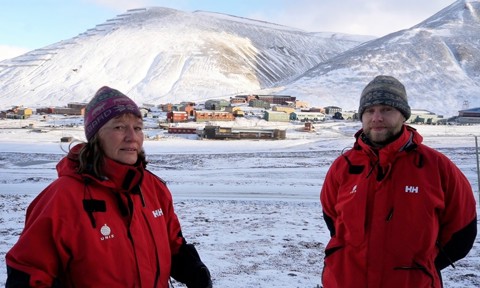 Hanne Christiansen and Marius Jonassen in Longyearbyen, Svalbard