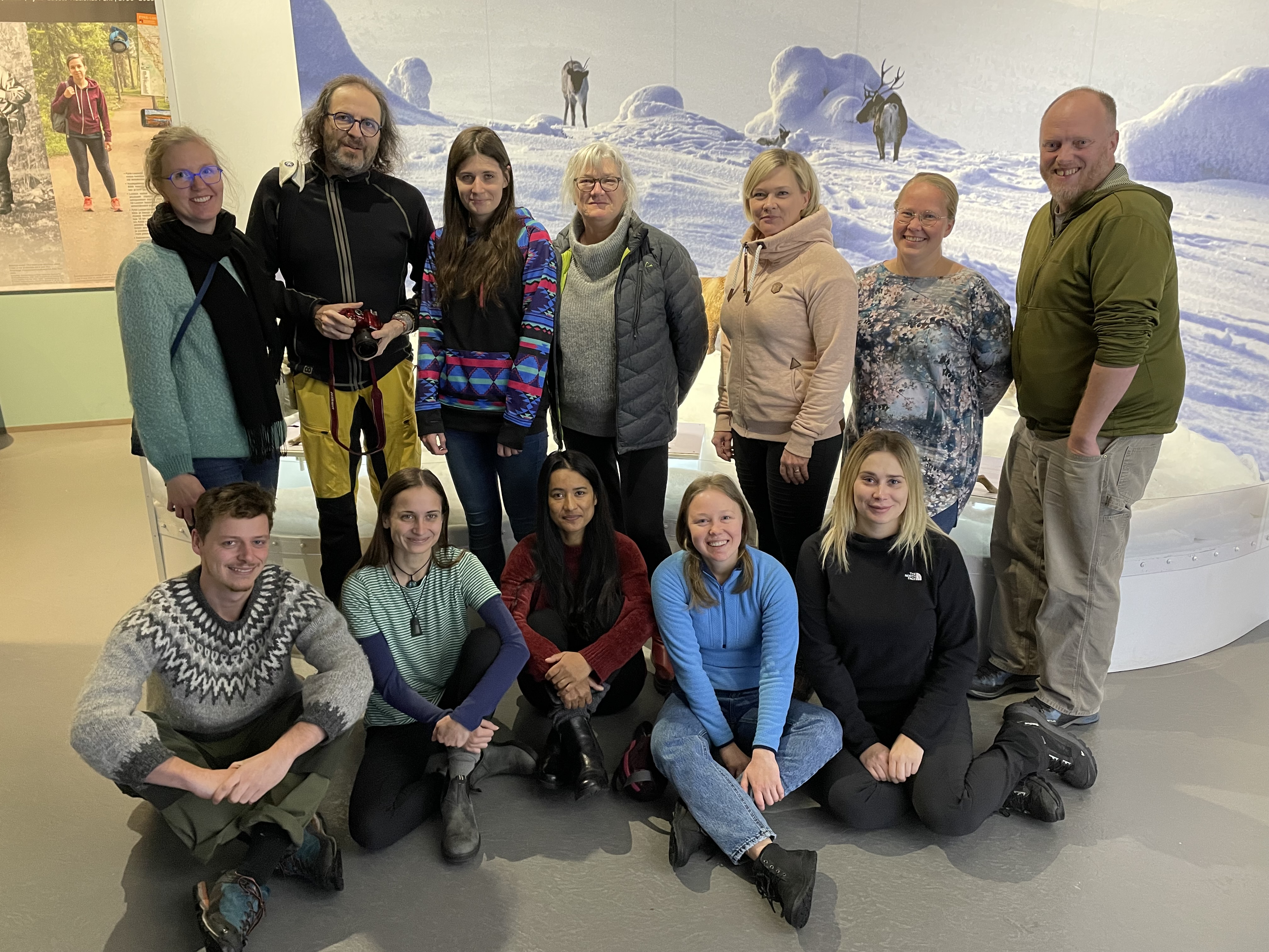 The students and professors at the Pyhä-Luosto National Park Visitor Centre.